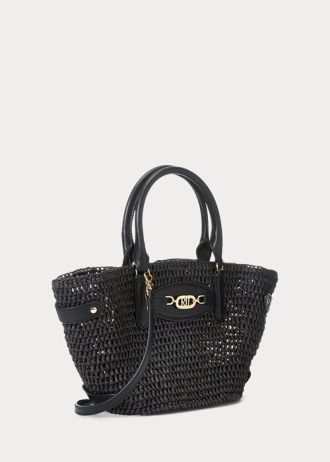 Petits sacs fourre-tout Daphney en paille noire pour femme Ralph Lauren