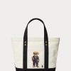 Petits sacs fourre-tout Polo Bear en toile écru/noir Ralph Lauren pour femme Petits sacs fourre-tout Polo Bear en toile écru/noir Ralph Lauren pour femme