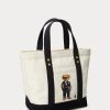 Petits sacs fourre-tout Polo Bear en toile écru/noir Ralph Lauren pour femme Petits sacs fourre-tout Polo Bear en toile écru/noir Ralph Lauren pour femme