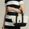 Petits sacs fourre-tout Polo Bear en toile écru/noir Ralph Lauren pour femme Petits sacs fourre-tout Polo Bear en toile écru/noir Ralph Lauren pour femme