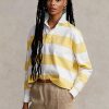 Polo de rugby court rayé jaune/blanc Ralph Lauren pour femme