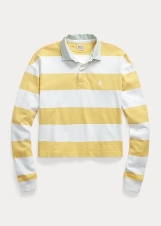 Polo de rugby court rayé jaune/blanc Ralph Lauren pour femme