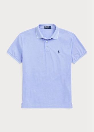Polo Ralph Lauren bleu coupe ajustée Birdseye pour homme