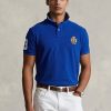Polo Ralph Lauren bleu coupe classique pour homme avec écusson en maille Polo Ralph Lauren bleu coupe classique pour homme avec écusson en maille