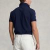 Polo Ralph Lauren bleu marine en maille coupe classique avec écusson pour homme