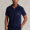 Polo Ralph Lauren bleu marine en tissu éponge coupe slim pour homme
