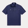 Polo Ralph Lauren bleu marine à poches en filet pour homme, coupe classique