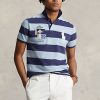 Polo Ralph Lauren bleu slim fit en maille Big Pony pour homme