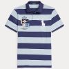 Polo Ralph Lauren bleu slim fit en maille Big Pony pour homme
