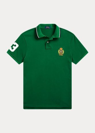 Polo Ralph Lauren vert coupe classique pour homme avec écusson en maille