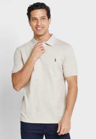 Polos beiges Ralph Lauren Essential pour hommes