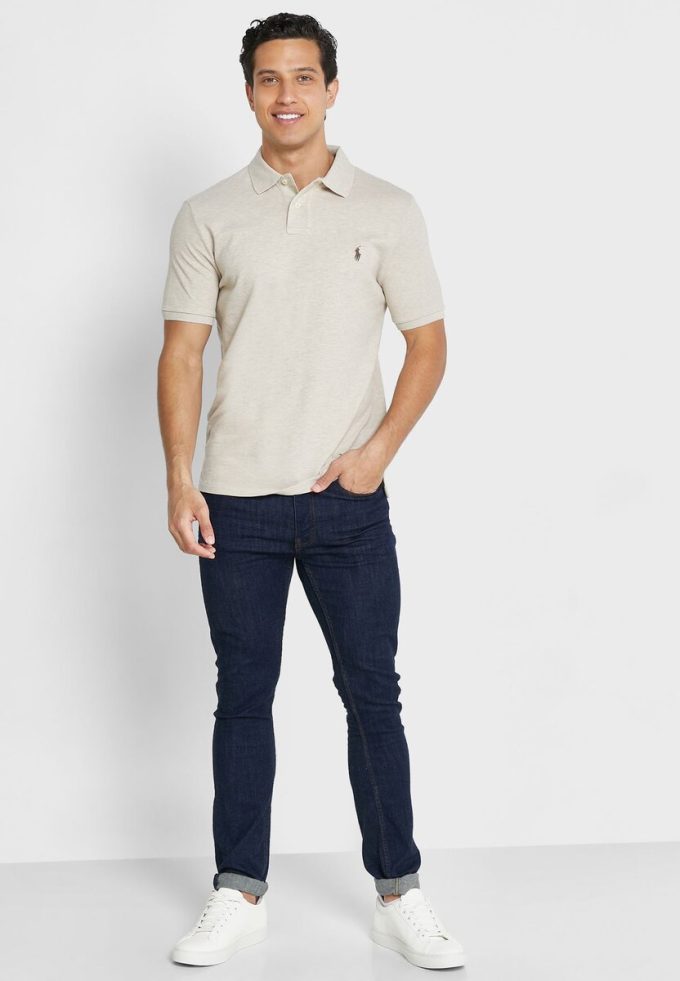 Polos beiges Ralph Lauren Essential pour hommes Polos beiges Ralph Lauren Essential pour hommes
