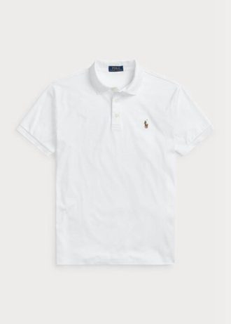 Polos blancs en coton doux Ralph Lauren Custom Slim Fit pour homme