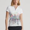 Polos blancs Ralph Lauren coupe ajustée à motif Quartier français pour femme Polos blancs Ralph Lauren coupe ajustée à motif Quartier français pour femme