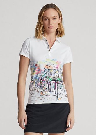 Polos blancs Ralph Lauren coupe ajustée à motif Quartier français pour femme