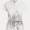 Polos blancs Ralph Lauren coupe ajustée à motif Quartier français pour femme Polos blancs Ralph Lauren coupe ajustée à motif Quartier français pour femme