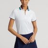 Polos blancs Ralph Lauren coupe ajustée à quart de zip pour femme Polos blancs Ralph Lauren coupe ajustée à quart de zip pour femme