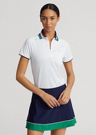 Polos blancs Ralph Lauren coupe ajustée à quart de zip pour femme