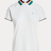 Polos blancs Ralph Lauren coupe ajustée à quart de zip pour femme Polos blancs Ralph Lauren coupe ajustée à quart de zip pour femme