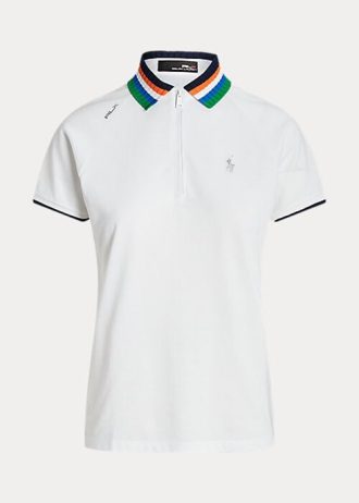 Polos blancs Ralph Lauren coupe ajustée à quart de zip pour femme