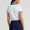 Polos blancs Ralph Lauren coupe ajustée à quart de zip pour femme Polos blancs Ralph Lauren coupe ajustée à quart de zip pour femme