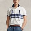 Polos blancs Ralph Lauren Slim Fit Big Pony Mesh pour homme Polos blancs Ralph Lauren Slim Fit Big Pony Mesh pour homme