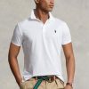 Polos blancs Ralph Lauren Slim Fit Birdseye pour homme Polos blancs Ralph Lauren Slim Fit Birdseye pour homme