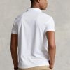 Polos blancs Ralph Lauren Slim Fit Birdseye pour homme Polos blancs Ralph Lauren Slim Fit Birdseye pour homme