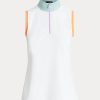 Polos blancs sans manches à fermeture éclair quart de tour Ralph Lauren pour femmes Polos blancs sans manches à fermeture éclair quart de tour Ralph Lauren pour femmes