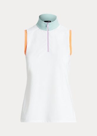 Polos blancs sans manches à fermeture éclair quart de tour Ralph Lauren pour femmes