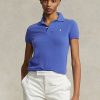 Polos bleus en cachemire slim fit Ralph Lauren pour femme