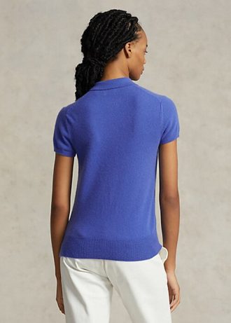 Polos bleus en cachemire slim fit Ralph Lauren pour femme