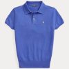 Polos bleus en cachemire slim fit Ralph Lauren pour femme