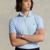 Polos bleus en coton doux Ralph Lauren Custom Slim Fit pour homme Polos bleus en coton doux Ralph Lauren Custom Slim Fit pour homme