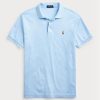 Polos bleus en coton doux Ralph Lauren Custom Slim Fit pour homme Polos bleus en coton doux Ralph Lauren Custom Slim Fit pour homme
