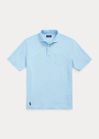 Polos bleus en coton et lin Ralph Lauren pour homme, coupe classique
