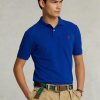 Polos bleus en maille ajustée Ralph Lauren pour homme Polos bleus en maille ajustée Ralph Lauren pour homme