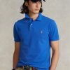 Polos bleus en maille ajustée Ralph Lauren pour homme