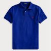 Polos bleus en maille ajustée Ralph Lauren pour homme Polos bleus en maille ajustée Ralph Lauren pour homme