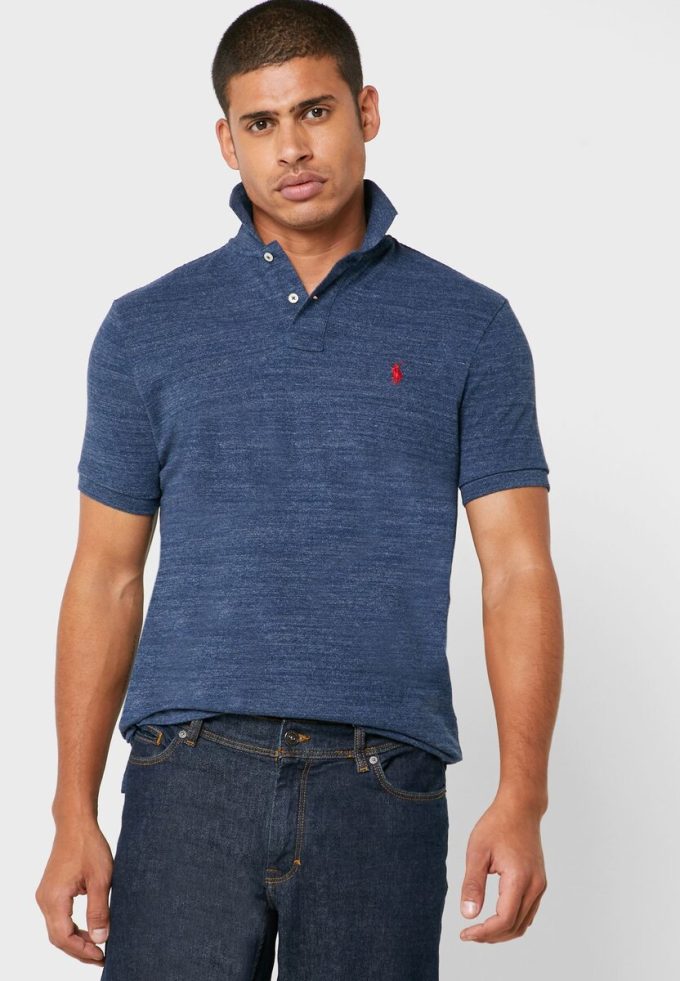 Polos bleus en maille basique Ralph Lauren pour hommes Polos bleus en maille basique Ralph Lauren pour hommes