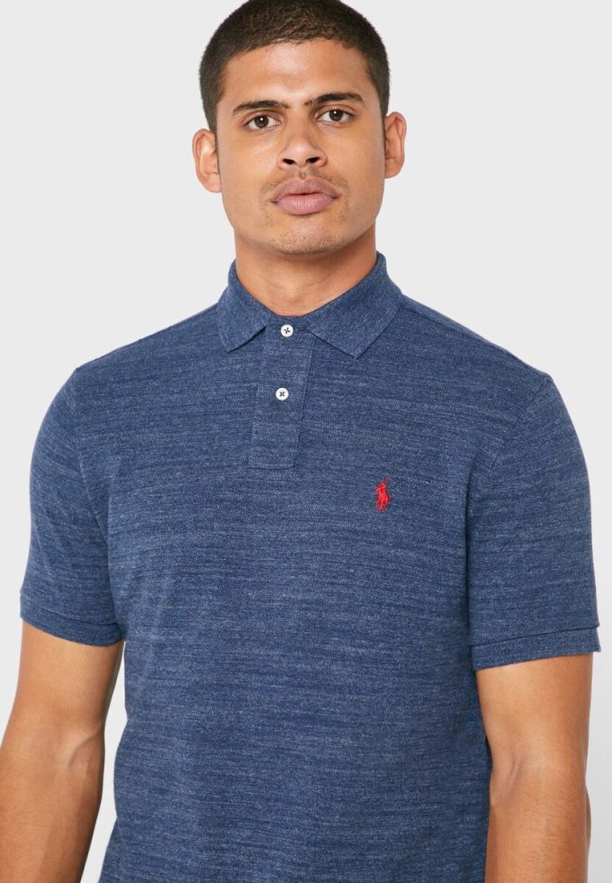 Polos bleus en maille basique Ralph Lauren pour hommes Polos bleus en maille basique Ralph Lauren pour hommes