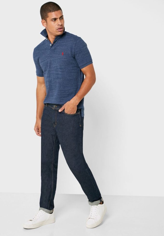 Polos bleus en maille basique Ralph Lauren pour hommes Polos bleus en maille basique Ralph Lauren pour hommes