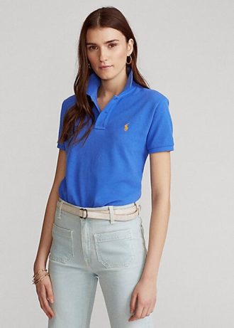Polos bleus en maille coupe classique Ralph Lauren pour femme
