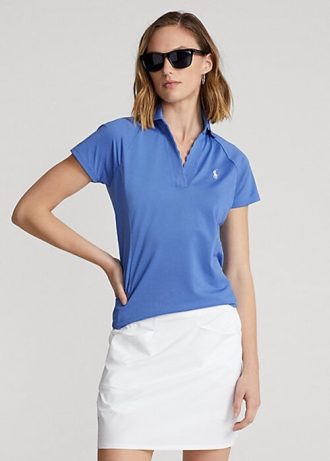 Polos bleus en maille à patte festonnée Ralph Lauren pour femme
