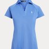Polos bleus en maille à patte festonnée Ralph Lauren pour femme