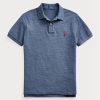Polos bleus en maille slim fit Ralph Lauren pour homme