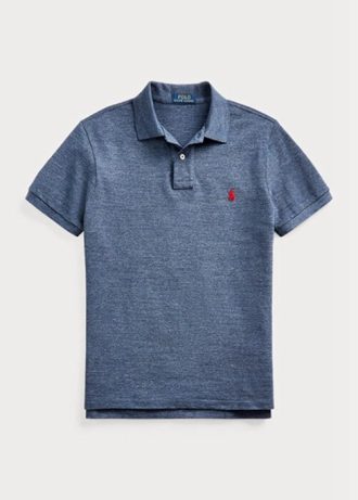 Polos bleus en maille slim fit Ralph Lauren pour homme