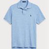 Polos bleus en maille slim fit Ralph Lauren pour homme