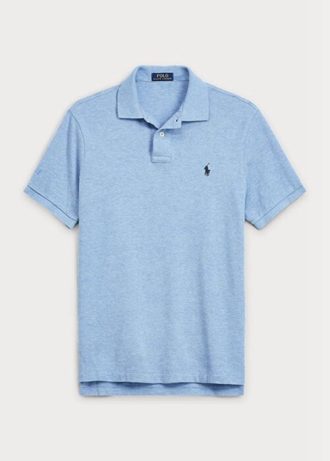 Polos bleus en maille slim fit Ralph Lauren pour homme