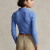 Polos courts côtelés bleus boutonnés pour femme Ralph Lauren Polos courts côtelés bleus boutonnés pour femme Ralph Lauren